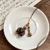 Collar Trenzado de Cuerda con Perlas de Piedra Natural para Mujer, Cadena para Clavícula de Piedra Ojo de Tigre Estilo Chino Nuevo Vintage, Accesorio Largo Colgante para el Cuello con Manchas