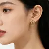 Pendiente de Letra Completa de Diamante PVD Dorado Acero de Titanio Pendientes Nicho Europeo y Americano Lujo Ligero Circonita Incrustada Ear Cuff Mujer Transfronterizo