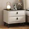 Mesita de noche de cuero, moderna y simple, para uso en el hogar, lujo ligero, pequeña, multifuncional, madera maciza, almacenamiento para dormitorio, mesita de noche, mueble de almacenamiento