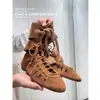 Botas de Media Pantorrilla Versátiles Elegantes Estilo Europeo y Americano Para el Trabajo Diarias Moda para Mujer Punta Redonda Planas Botas para Mujer Talla Grande Diseño Hueco con Cordones