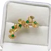 Anillo de Esmeralda Natural Transfronterizo Accesorios para Mujer Nicho Gama Alta Joyería de Plata 925 3*3 Joyería Venta Directa de Fábrica