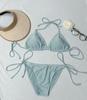 Traje de baño para mujer Europeo y Americano Sudeste Asiático Bikini de Dos Piezas Color Sólido Sexy Amazon Playa Aguas Termales Vacaciones Traje de Baño