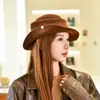 Chapéu elegante de feltro de lã estilo Hepburn francês, chapéu de pescador retrô feminino outono/inverno, chapéu de aba quente para atividades ao ar livre