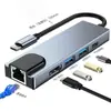 Estação de Docking Tipo-C Oito em Um Transfronteiriça com Porta de Rede USB 3.0 Multi-Portas Estação de Docking Inteligente Hub Multifuncional