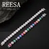 Pulsera de Cadena de Tenis con Piedras Preciosas de Colores de Moda Europea y Americana, Completamente Incrustada con Diamantes, Best-Seller Transfronterizo de Amazon, Fabricante de Joyería en Stock