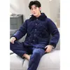 Pijama acolchado hombre invierno forro polar coral tres capas extra grueso con forro polar traje cálido invierno ropa de casa invierno RR