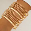 Joias Transfronteiriças Europeias e Americanas Pulseira de Corrente Simples Personalizada Pulseira Aberta Geométrica Brilhante Moda Retrô Conjunto de Pulseiras