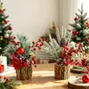 Decoraciones navideñas, ramos de flores artificiales, piñas, estacas de madera pequeñas, adornos para mesa de centro de sala y decoración de escritorio, arreglos hechos a mano DIY