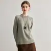 Suéter de Cachemir 100% Puro de Alta Gama, Holgado y Relajado, con Cuello Redondo y Sensación Relajada, Nuevo Suéter de Punto para Mujer para Otoño e Invierno 2025