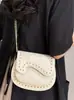 Yuezi 2026 Verão Nova Bolsa Sela Retrô com Rebites e Franjas Mini Carteira de Moedas Batom Fone de Ouvido Bolsa Transversal Pequena