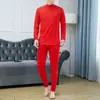 Traje de ropa interior térmica Otoño e Invierno para hombre año de nacimiento año del dragón camiseta interior pantalones largos forrados de polar pantalones largos rojo chino
