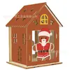 Adornos Decorativos de Madera Hechos a Mano 3D de Amazon Transfronterizos, Decoraciones Artesanales de Casas Navideñas Pintadas a Mano