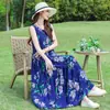 Vestido de Algodón y Seda de Alta Gama 2026 Nuevo Estilo para Mamás, Elegante y Noble Vestido sin Mangas tipo Tanque, Vestido Largo para Vacaciones en la Playa