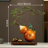 Aleación de Esmalte Calabaza Pino de Bienvenida y Ciervo de la Fortuna Adornos Chinos de Gama Alta para Líderes y Ancianos Decoración de Sala de Estar