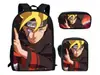Set de Mochila Escolar de Tres Piezas de Naruto Transfronterizo para Estudiantes de Primaria y Secundaria, Mochila Infantil, Bolso de Hombro