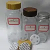 Botella Transparente para Condimentos con Tapa de Madera, Botella para Condimentos de Barbacoa, Botella de Vidrio, Botella Vacía, Botella de Vidrio a Prueba de Fugas para Sal, Frasco para Condimentos, Botella Pequeña, Botella Dispensadora