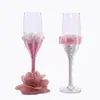 Par de Óculos de Casamento, Suprimentos de Casamento, Gramado, Taças de Champanhe para Casamento Estilo Ocidental, Vidro Decorado à Mão, Taças de Vinho, Cátices