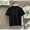 Camiseta Tee Manga Curta Céu Estrelado Cozido Leve com Strass Estrelado Solta Levemente Fashionável Masculina Top Camiseta 2024