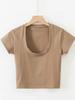 Camiseta básica coreana de manga corta con cuello en U para mujer, ajustada, sexy, de verano, de AliExpress, disponible en eBay.