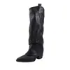 Primeiro Encontro Coleção 2026: botas da moda de bico fino, que vão até o joelho, de cano alto, com ajuste folgado, botas de salto grosso, botas femininas