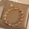 Pulsera Trenzada de Cristal Estilo Coreano para Mujer, Pulsera Redonda de Cristal Sencilla de Alta Gama de Moda, con Cierre Deslizante