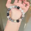 Pulseira de Jade Azul e Branco, Pulseira Estilo Chinês Pintura a Tinta, Pulseira de Jade Rocha de Quartzo para Homens e Mulheres, Pulseira de Casal, Pulseira de Jade Personalizada de Nicho