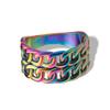 Anillo grande de doble capa, cadena redonda, de acero inoxidable, popular en AliExpress, con hebilla de cadena de ocho palabras y combinable.