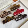 Nuevo Estilo Pinza para el Cabello Simple Leopardo Ácido Acético Pinza de Agarre alta calidad Cuadrada Grande Lujo Ligero Pinza de Tiburón Pinza de Agarre Accesorios para el Cabello Venta al por Mayor
