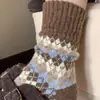 Meias de Lã Grossas Quentes de Xadrez Colorido para Inverno para Mulheres, Estilo Fair Isle Nórdico, Meias Vintage Folgadas