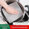 Dupla face de prata fio prato pano de aço fio em vez de bola de aço cozinha antiaderente óleo prato toalha de metal fio pano de limpeza