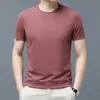 Camiseta de Manga Corta para Hombre Verano 2023 Nueva Camiseta de Color Sólido con Cuello Redondo de Media Manga Casual Combinable para Jóvenes y Adultos