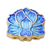 Cobre puro dorado cloisonné azul quemado flor de loto exquisitas cuentas de joyería de cloisonné dorado accesorios de loto hechos a mano para bricolaje