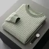 Suéter para hombre 100% lana pura, capa base para otoño e invierno, estampado de pata de gallo, tejido jacquard con bloques de color, suéter de moda para hombre