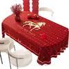 Mantel de Año Nuevo, Mantel Rojo Festivo Impermeable y a Prueba de Aceite Lavable, Cubierta de Mesa Resistente a la Atmósfera y al Calor del Año del Caballo, Cubierta para Mesa de Café