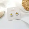 Pendientes de flor de pétalo de margarita de Corea del Sur para mujer, aguja de plata s925, simples, frescos, de temperamento, pendientes pequeños, joyería para la oreja, moda