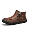 Botas de Hombre Transfronterizas Otoño e Invierno Talla Grande Cremallera Botines Cortos de Hombre Casual Terciopelo Cosido a Mano Botas de Trabajo