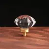 Puxadores de cristal em latão estilo europeu, simples e versáteis, adequados para armários, guarda-roupas e gavetas de furo único