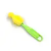 Cepillo de limpieza para botellas domésticas, cepillo para tetinas de esponja con agujero para colgar, mango colorido, herramienta portátil de limpieza diaria al por mayor