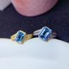 Joyería de tesoro de color directo de fábrica anillo de topacio azul suizo natural con incrustaciones de plata 925 rectangular 6*8 una generación de cabello