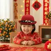 Sombrero de Orejas de Gato con Perlas Unisex para Padre e Hijo Estilo Británico Otoño e Invierno Copa Redonda Dulce y Lindo Sombrero de Navidad Año Nuevo Graduación