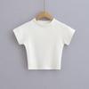 Camiseta de manga corta con hombros descubiertos para mujer, estilo chic, ajustada, con mangas raglán, estilo ombligo, novedad de verano de 2023
