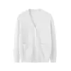 Cárdigan de punto largo con mangas largas para mujer, estilo universitario de primavera y otoño, chaqueta versátil en negro, talla única, albaricoque, blanco, algodón