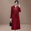 Elegante conjunto de vestido de dos piezas, nueva moda de otoño, elegante atuendo para madre, conjunto de blazer y vestido