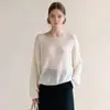 Suéter tejido de punto de color liso, estilo suave, corte holgado, manga caída para mujer, nuevo top versátil y favorecedor de otoño 2325