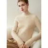 Suéter de Punto de Cachemir 100% para Mujer, de Cuello Alto Medio, Color Sólido, Costilla, Otoño e Invierno, Camisa Base