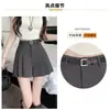 Falda plisada de cintura alta para mujer, estilo coreano primavera 2024, diseño adelgazante, estilo dulce y picante, falda gris de línea A, moderna