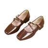 Populares zapatos Mary Jane franceses para mujer de tacón bajo 2026, elegantes zapatos de cuero con tacón grueso, nuevos zapatos de otoño poco profundos de punta cuadrada