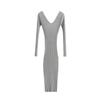 Vestido de Tricô Americano Gola V Blogger Stretch Slim-fit Manga Longa Nicho Vintage Cor Sólida Base Vestido para Quadril