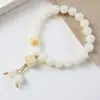 Pulseiras de Raiz de Bodhi Naturais, Flores Flutuantes Queimadas em Carvão Multi-Tesouro, Contas Budistas Verde Leite, Contas de Rosário, Pulseiras Populares, Atacado