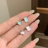 Set de Aretes de Tachuela de Oso Dorados con Goteo de Aceite Estilo Coreano de Moda para Mujer Versátiles Dulces Lindos Exquisitos Aretes de Moño con Incrustaciones de Diamantes